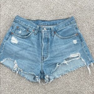 Levi's Light Blue Distressed Jean Shorts